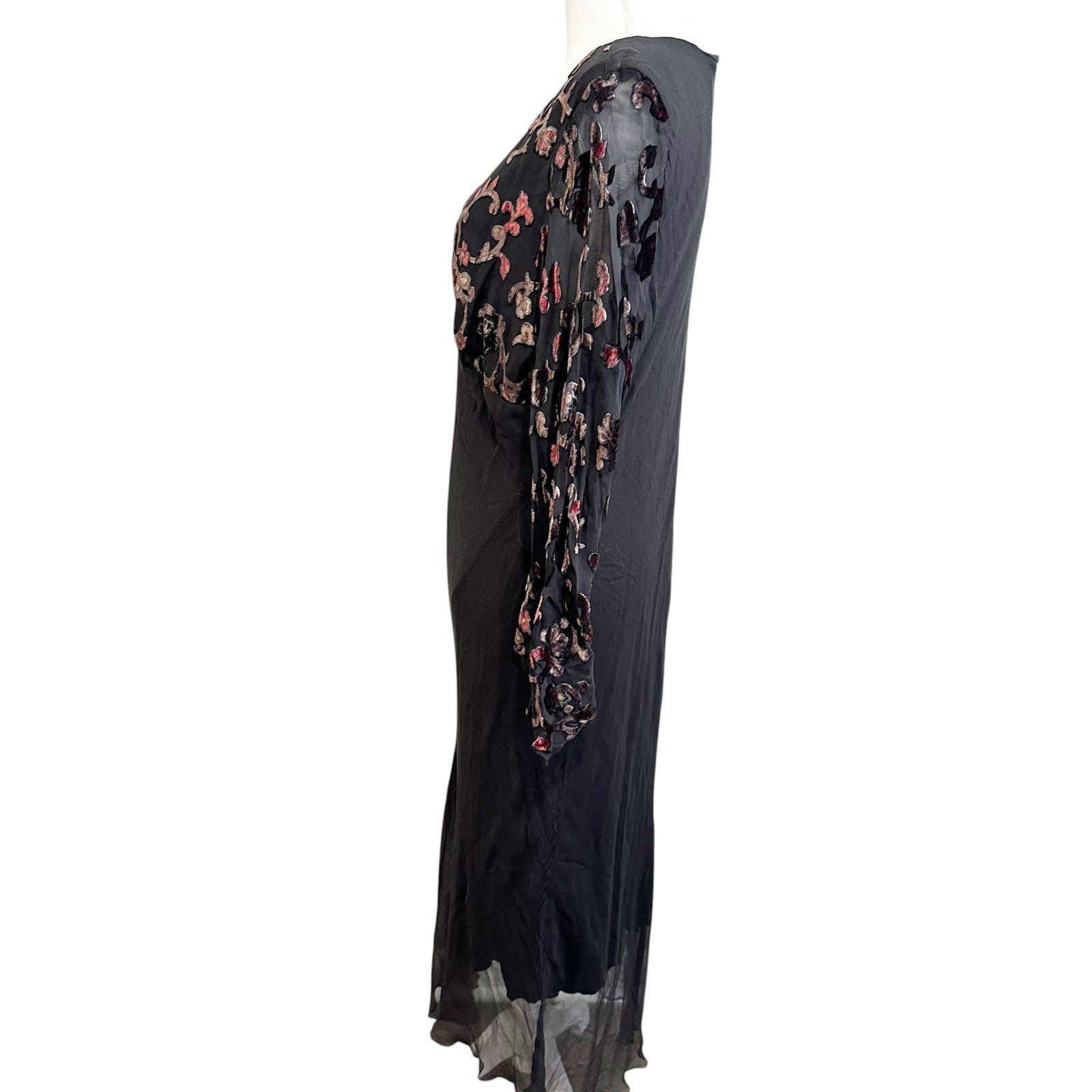 Jonathan Martin Silk Velvet Burnout Dress Size 16 Fairy Grunge Y2K 90s Whimsgoth