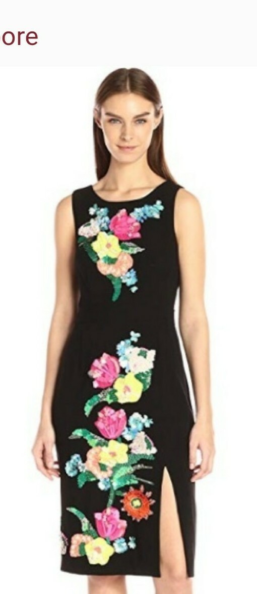 Nanette Lepore Women’s US 2 Effortless Lace Sheath Black Dress Mocha Embroidered