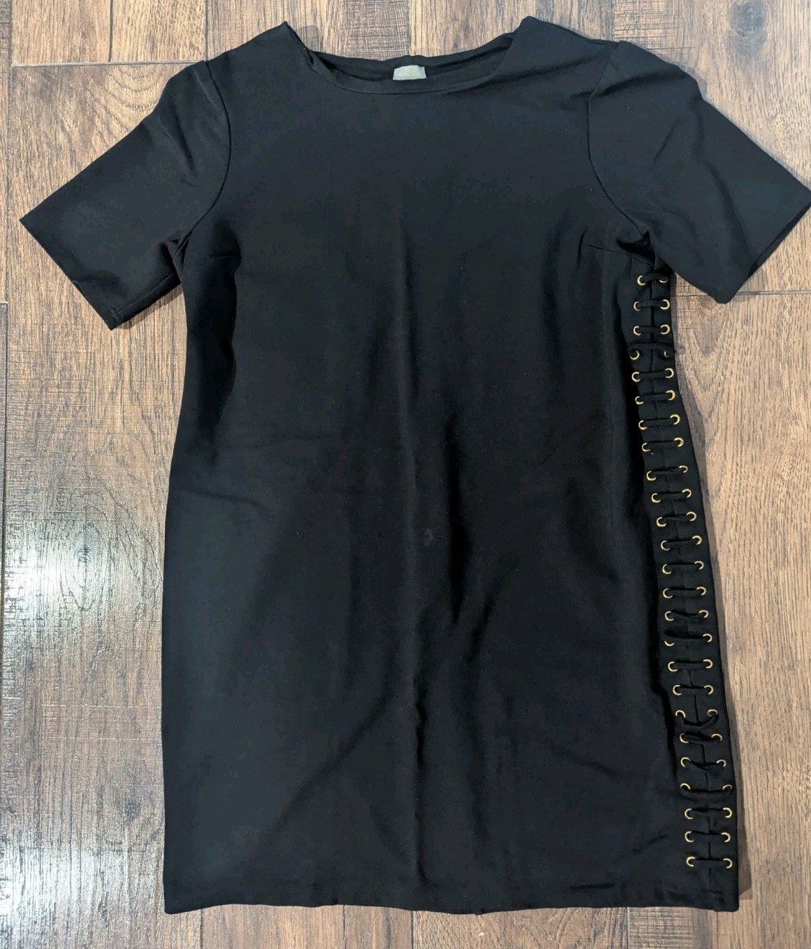 Chicos Women’s Little Black Mini Dress W/ Single Side Lace Up Accent Size L Pet