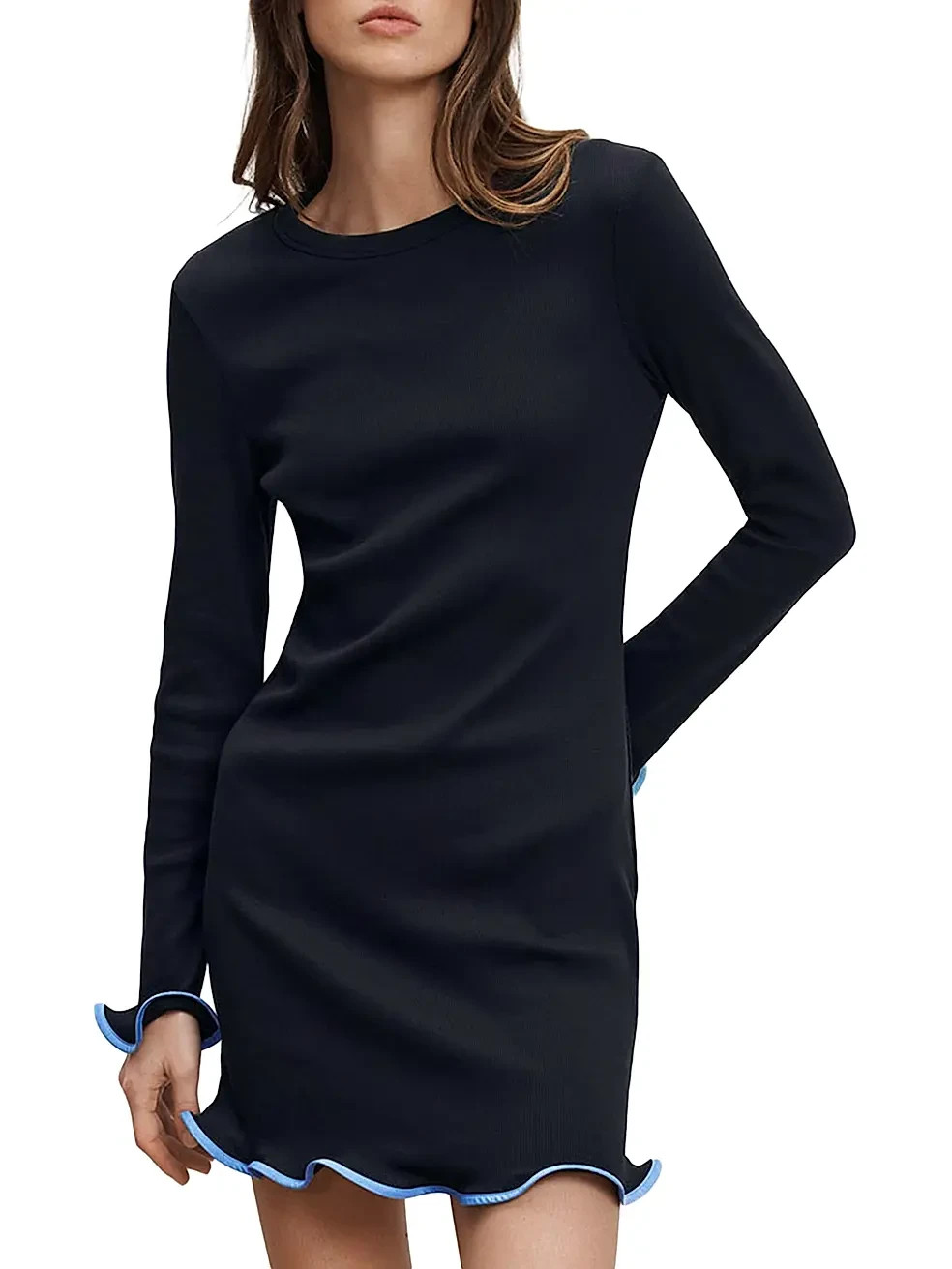 Veronica Beard Baranova Stretch Cotton Mini Cocktail Dress Size M Navy $348 NWT