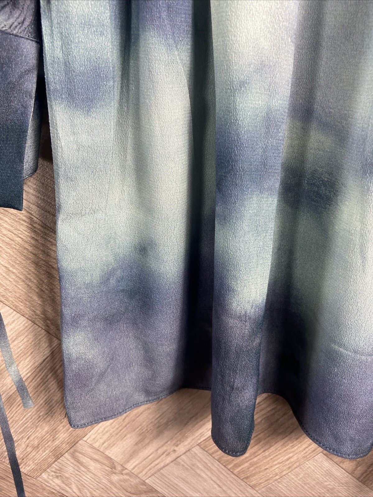 Fig & Basil Blue/Green Ombré/Dye Print Long Sleeve Dress 12 New