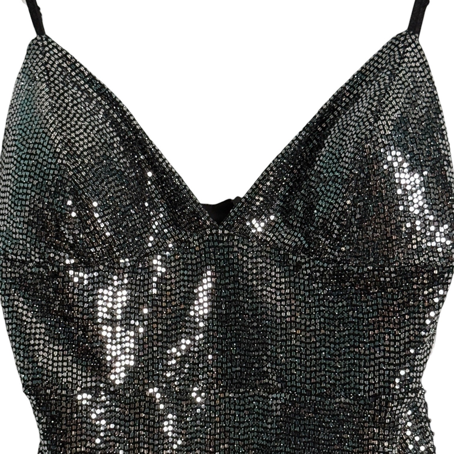 NWT Lulus Metallic Bodycon Mini Dress Black Size L Party Event New Year Silver