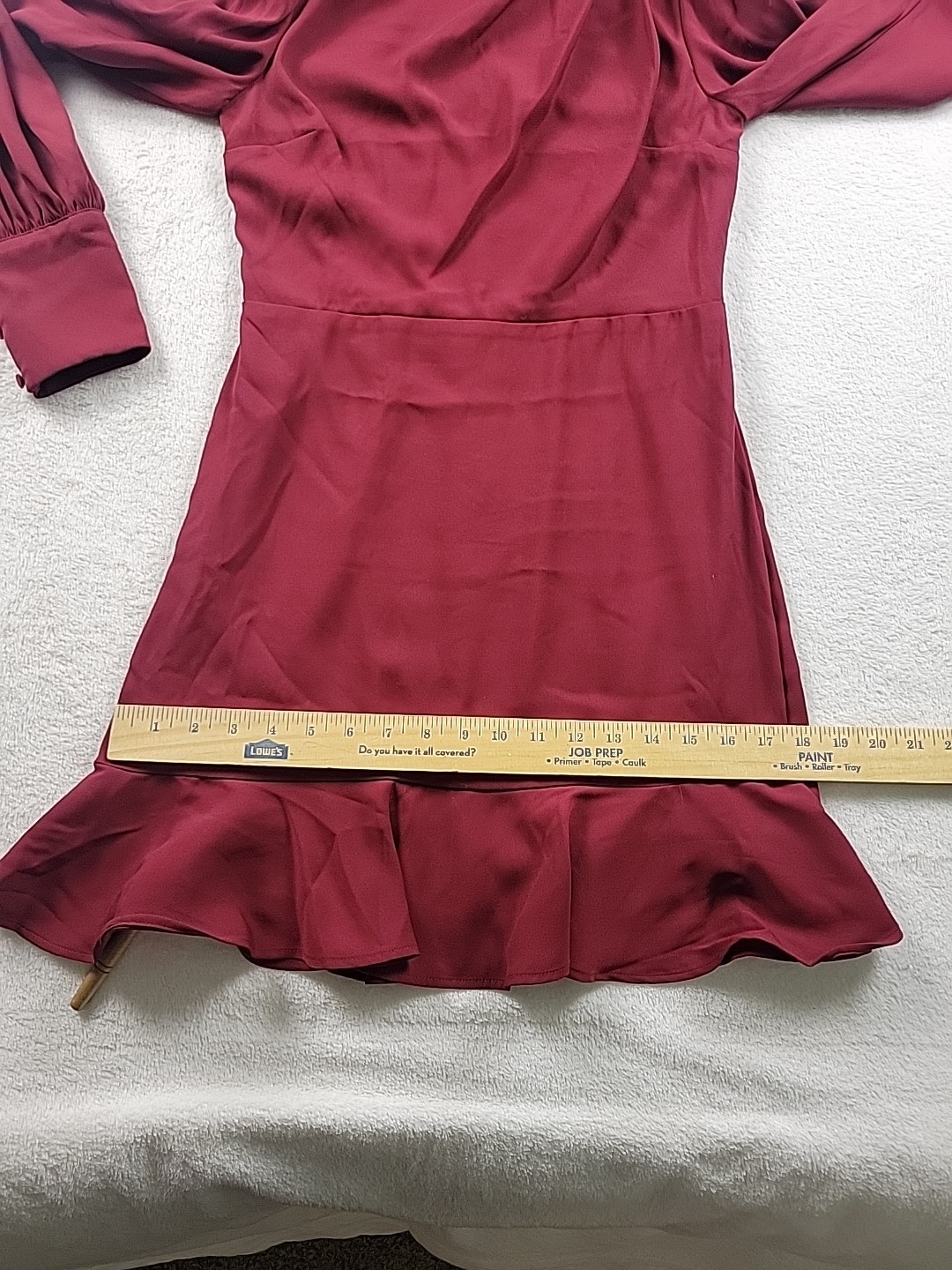 Express Maroon Sz S Elegant Long Sleeve Dress Pleated Mock Neck Button Cuff