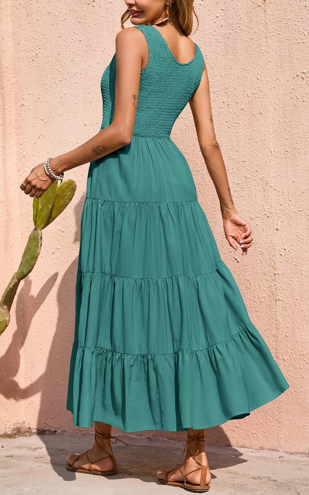 PRETTYGARDEN Sleeveless Flowy Spring Wedding Guest Dresses Women Long Small