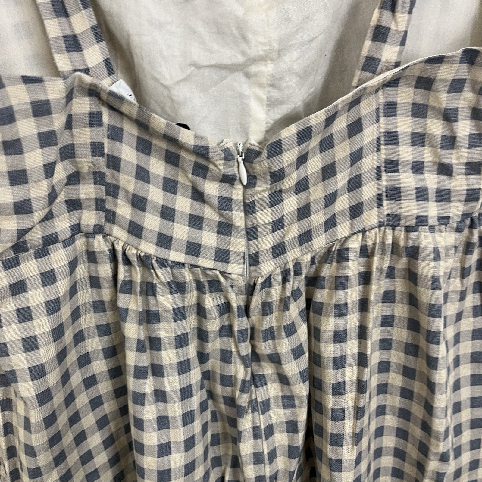 WeWoreWhat Blue Gingham Linen Blend Midi Sundress Large