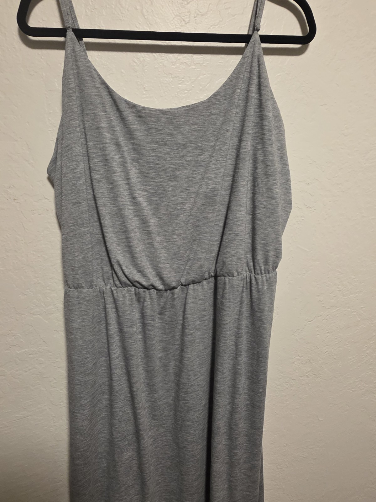 Old Navy Gray Cozy Waist-Defined Midi Dress Sz XXL Slit Sides Spaghetti Straps