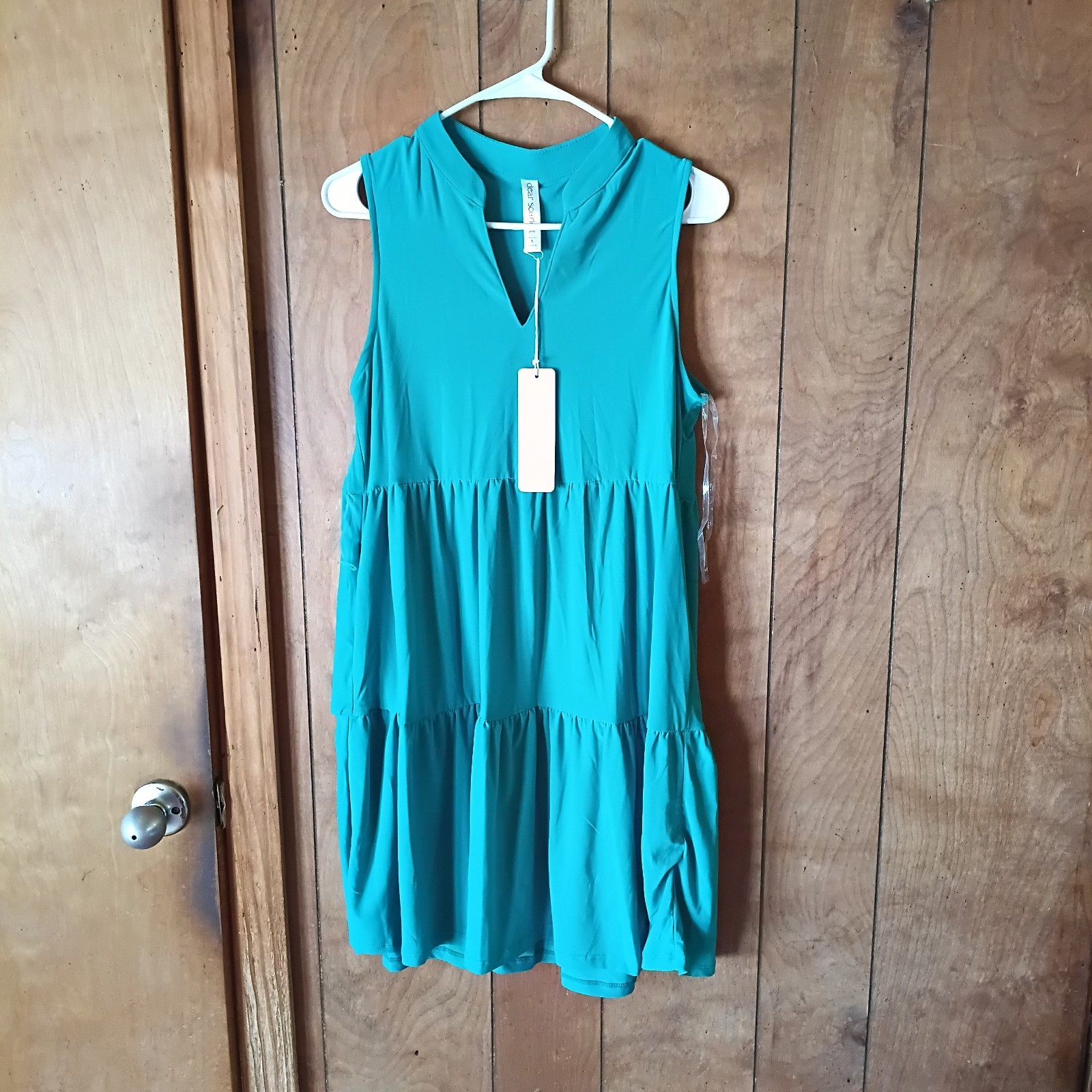 Dear Scarlett Lizzy Emerald Green Tiered Dress Womens Size S NWT Wrinkle Free
