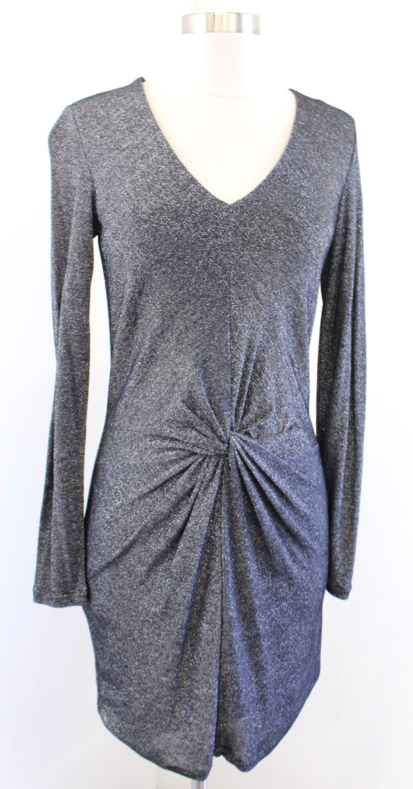 Ted Baker Lizzy Silver Black Metallic Shimmer Twist Cocktail Dress 0 1 US 2 4 ?