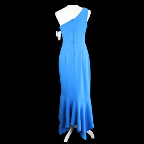 Xscape Blue Asymmetric Ruffle High Low Hem Formal Evening Gown Size 8