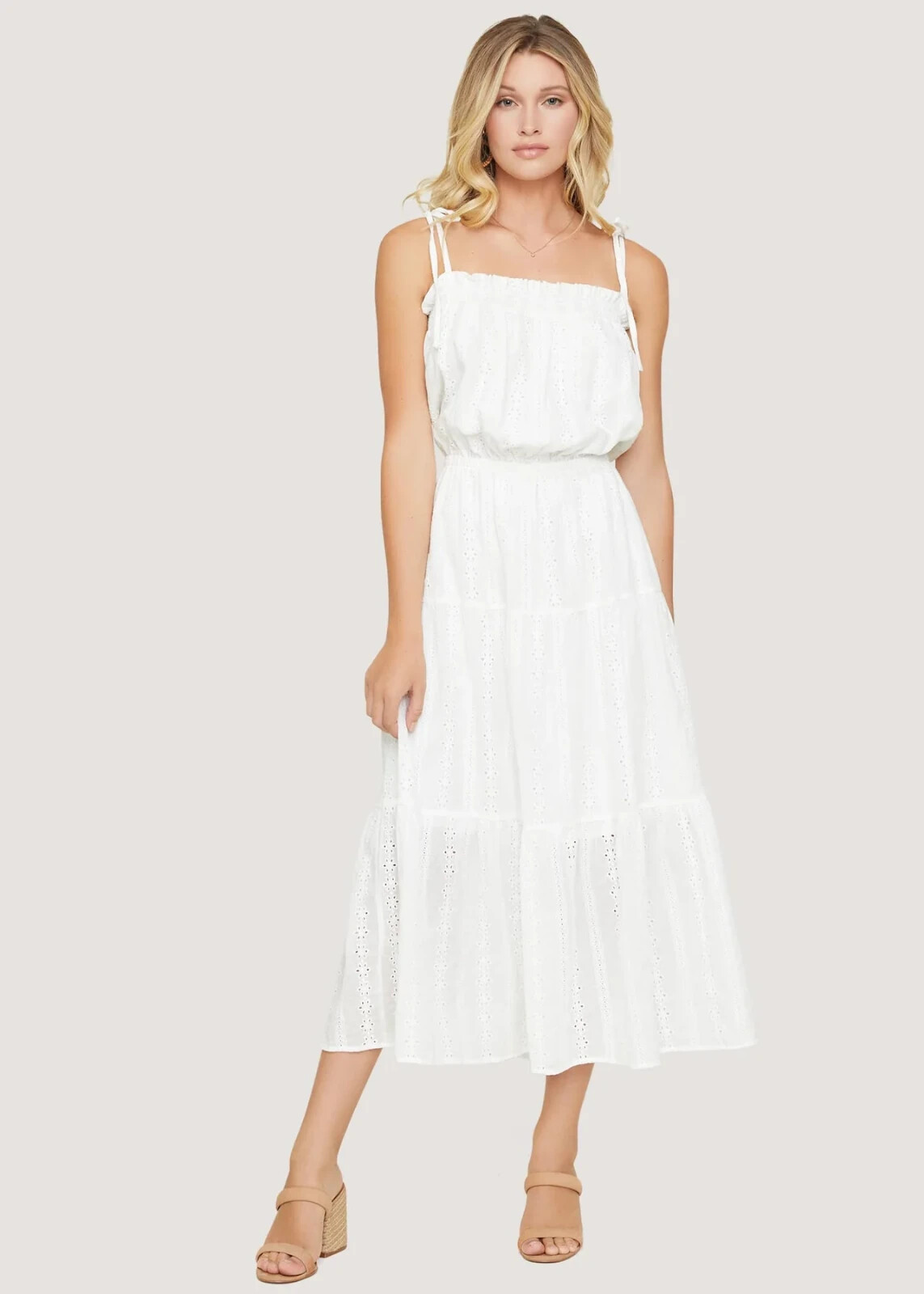NWT NEW LOST + WANDER White Everlasting Love LONG MAXI Cotton Eyelet Dress S