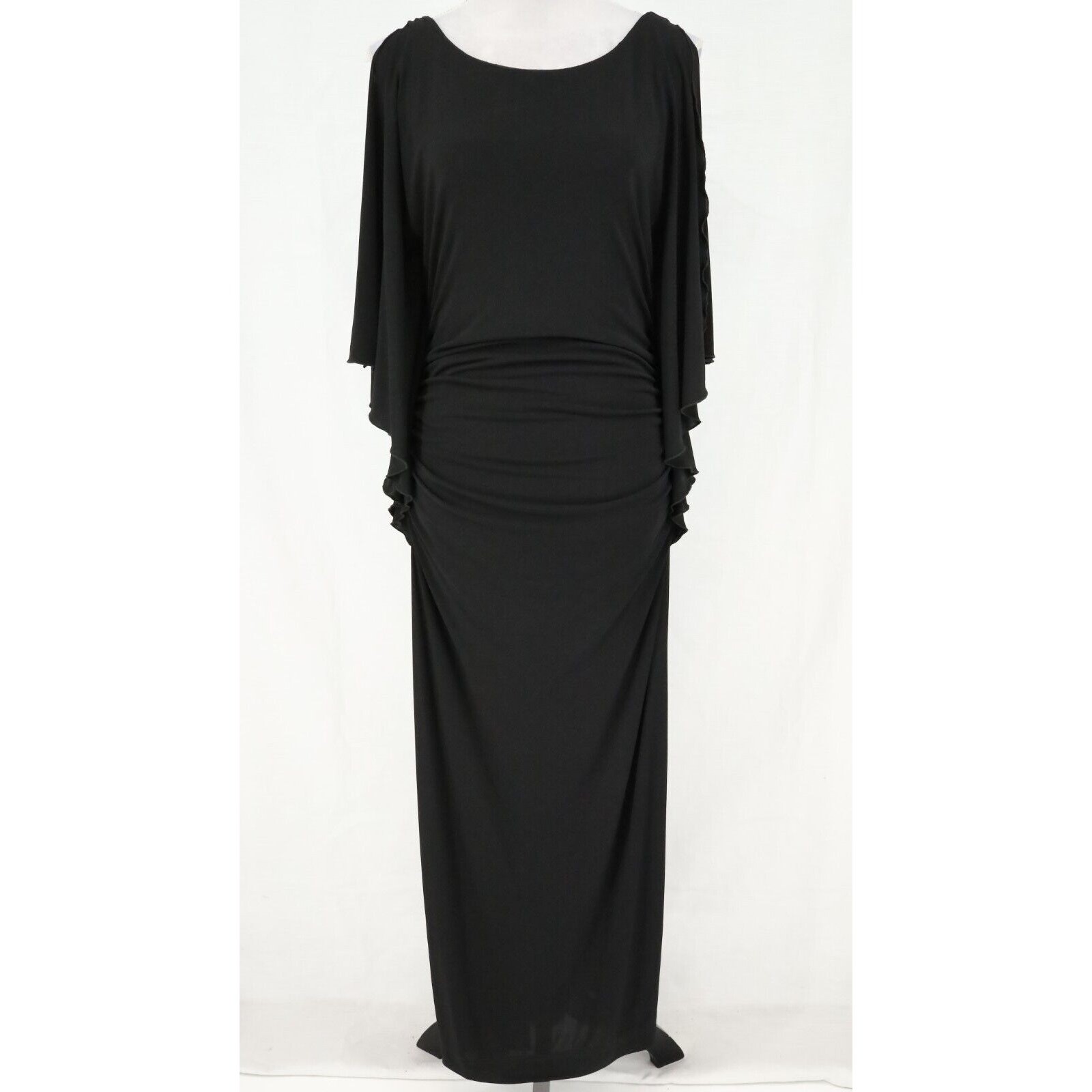 Nicole Miller Gown Womens 10 Black Maxi Ruched Lined Dress Low Back Zip Formal