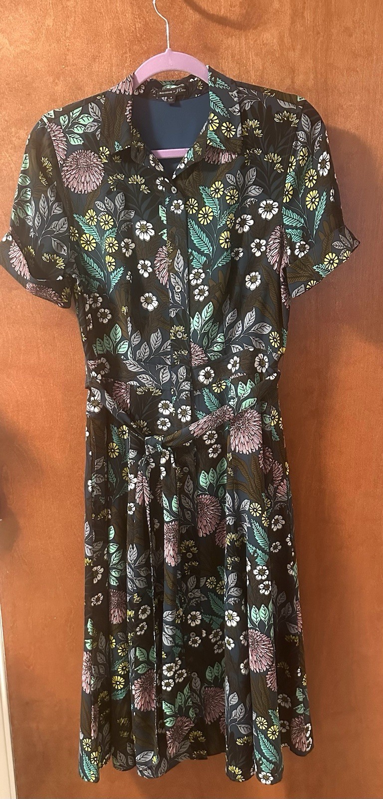 Abigail Borg For J.CREW Flowing Shirtwaist Mid Calf Short Sleeve Dress Sz 4 Used