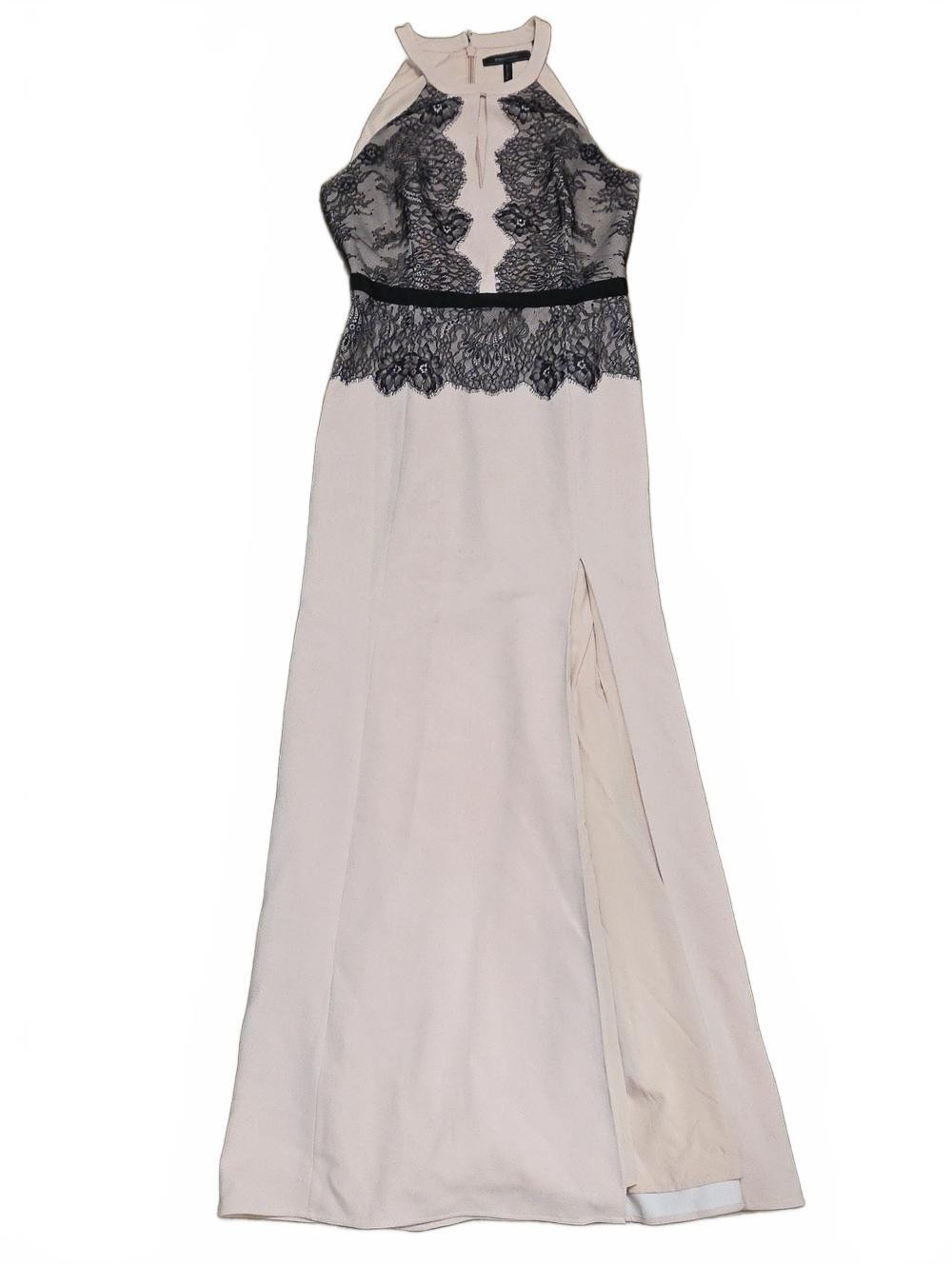 BCBG Maxazria | Sleeveless Nude-Colored Lace-Accent Evening Dress | 10
