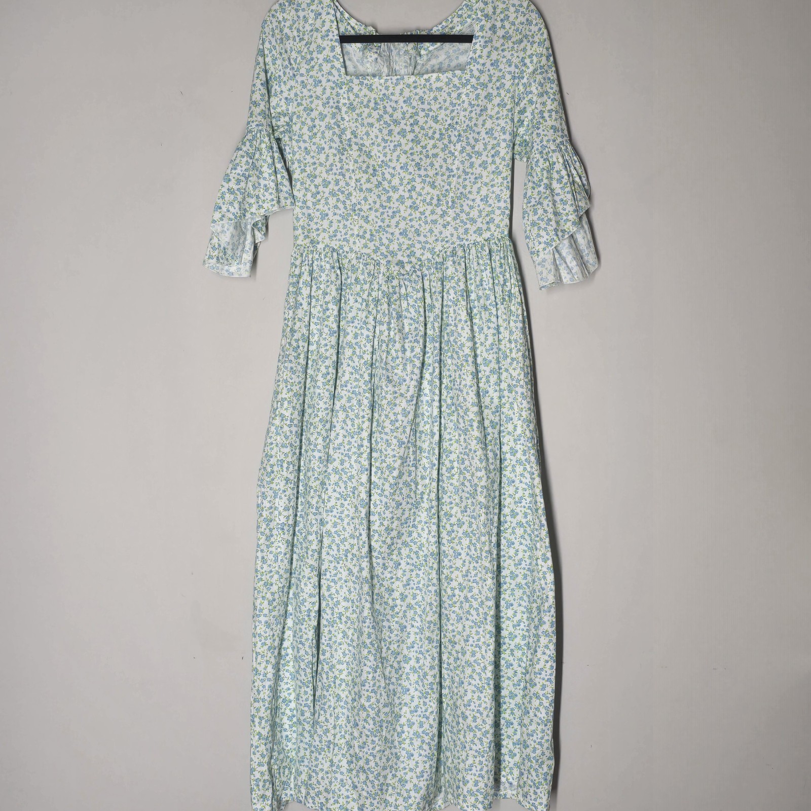 Cottagecore Floral Maxi Dress Prairie Boho Lace Up Corset Bell Sleeve Size 6