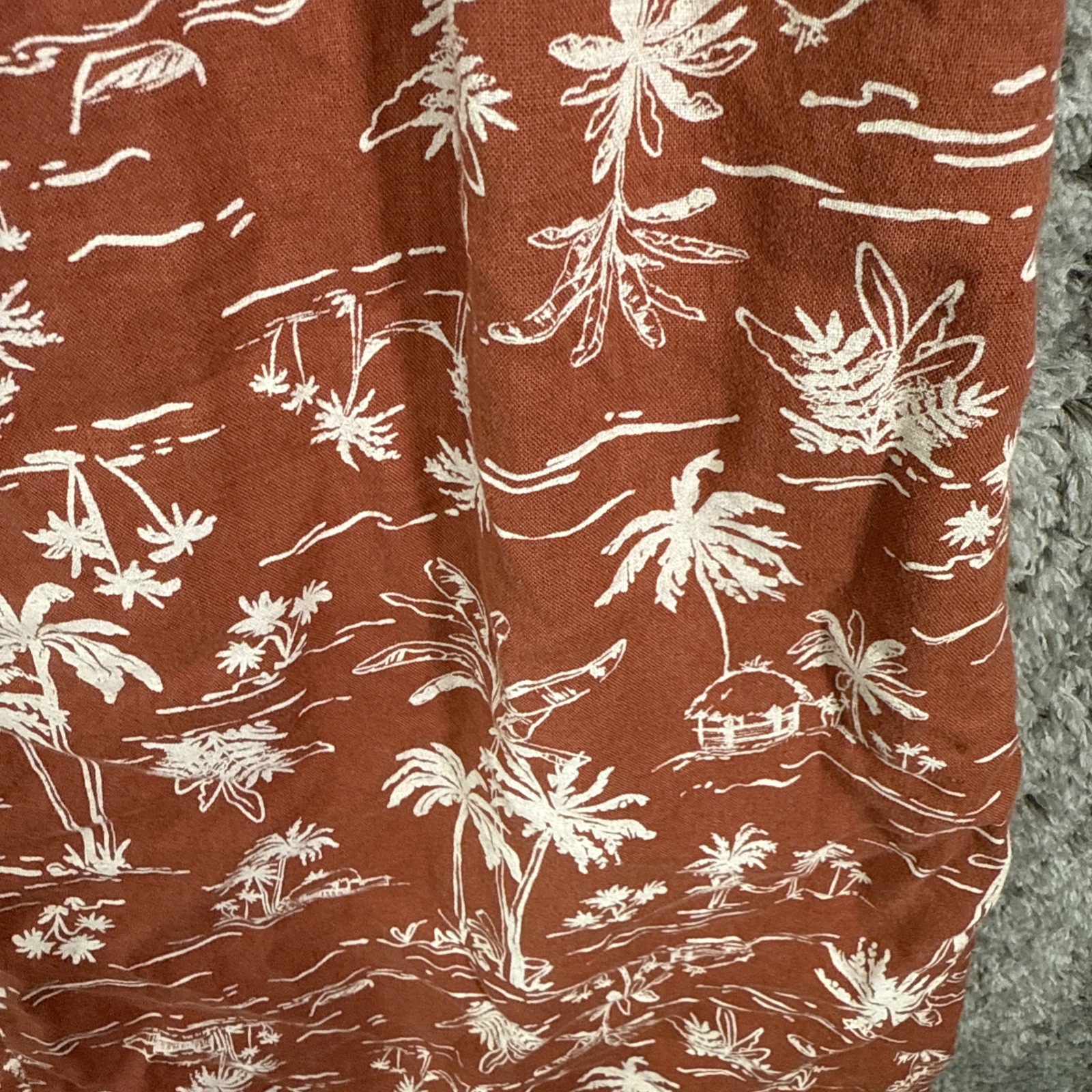 A.N.A. Linen Blend Mini Dress Sleeveless Boho Tropical Medium Terracotta Beach