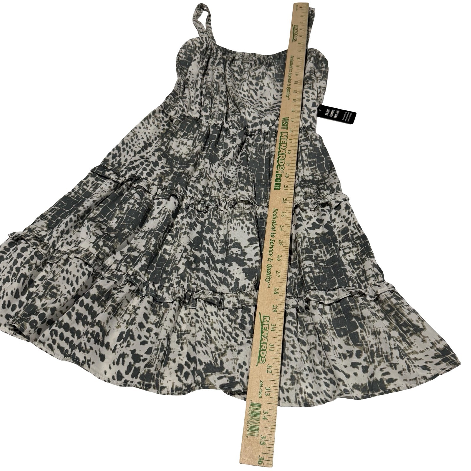 Express Womens Tiered Mini Dress Grey White Animal Print Sleeveless Size XS