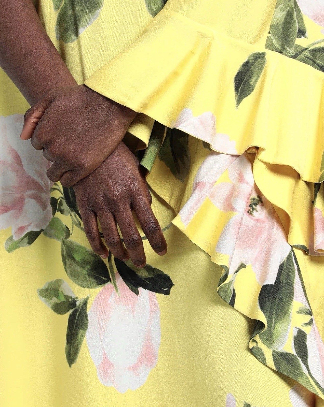 VALENTINO RUNWAY YELLOW FLORAL RUFFLE DRESS IT 40