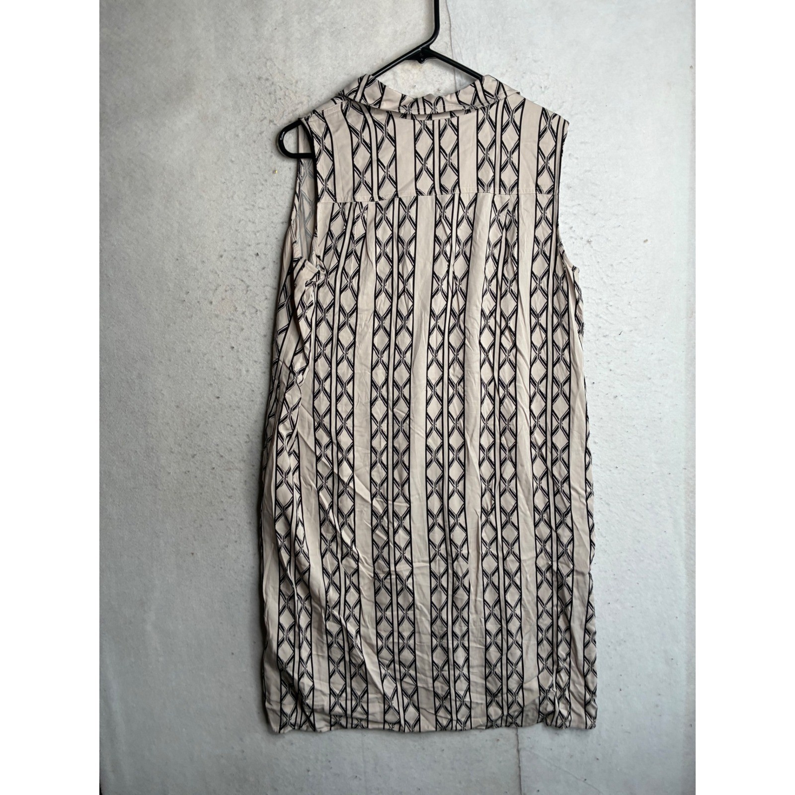 Chicos Sleeveless Silk Blend Geometric Stripe Button Front Shirt Dress womens 10