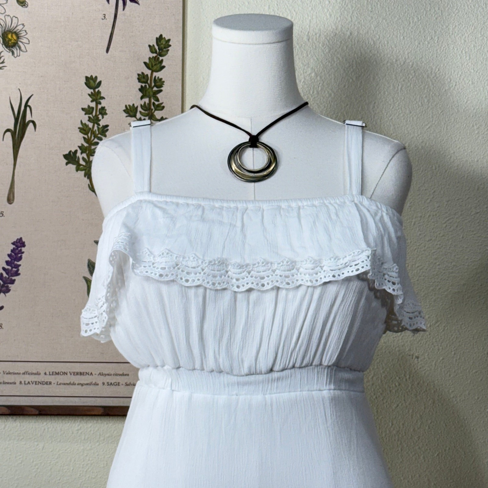 Crochet Lace Ruffle Maxi Dress Cottage Coastal Cowgirl Prairie Coquette Dolly S