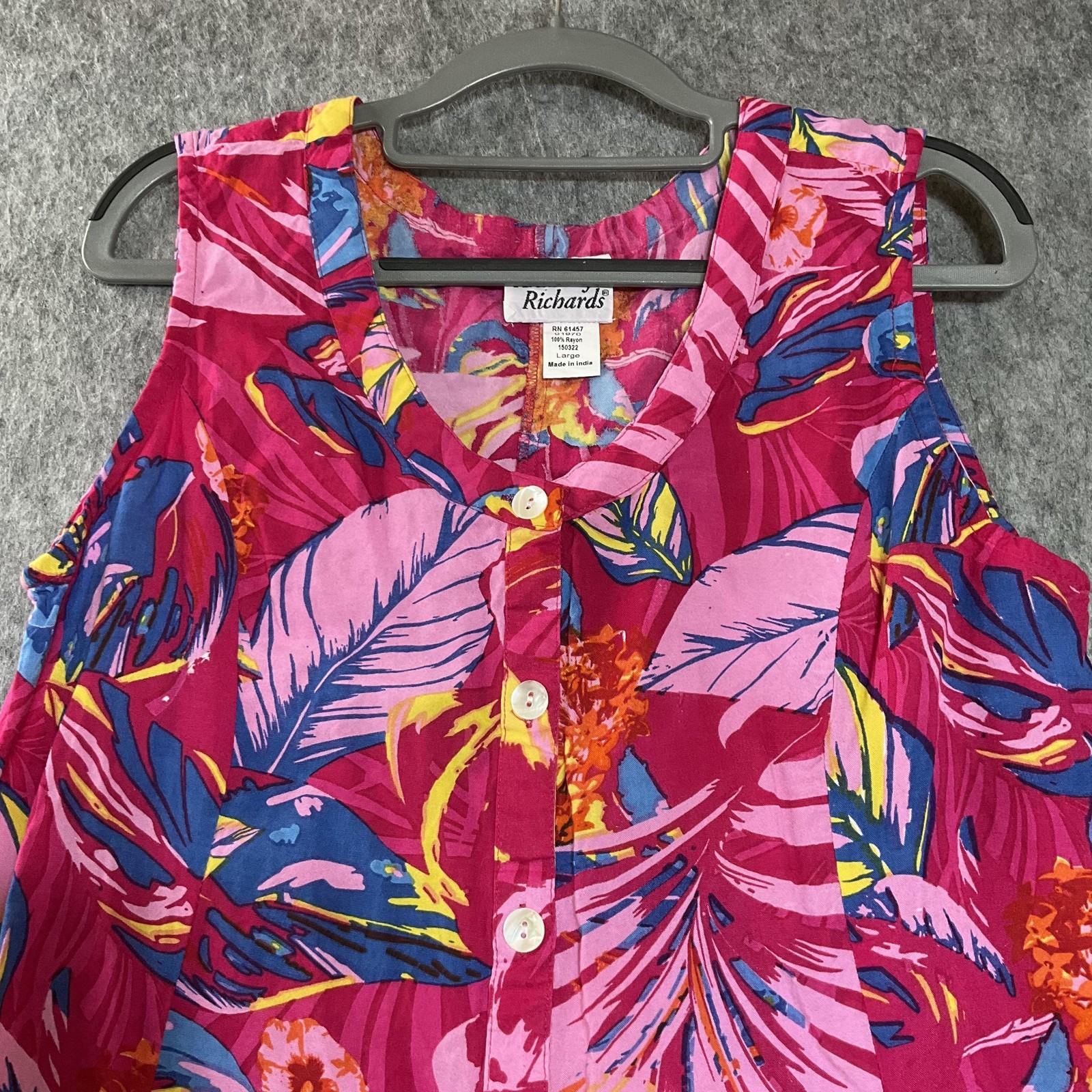 Anthony Richards Dress Womens Large Pink Floral Midi Sundress A-Line Pockets