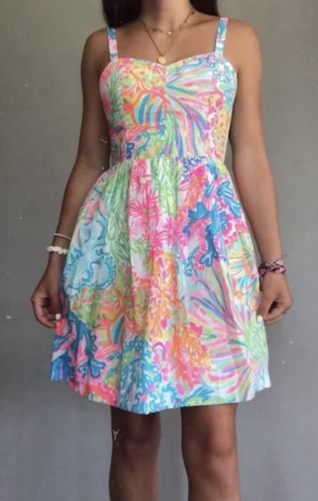 Lilly Pulitzer Ardleigh Lovers Coral Size 0 XS Bright Multicolor Floral Neon EUC