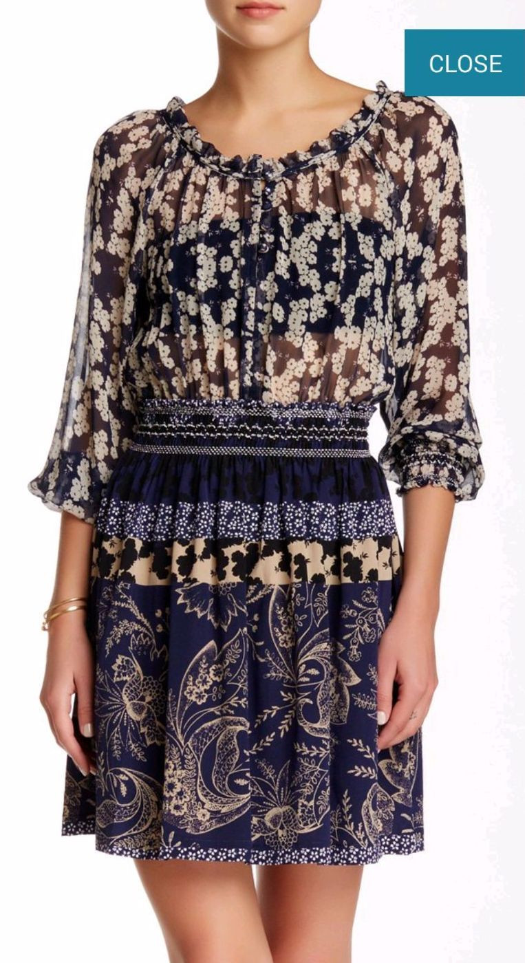NWT $300 Gypsy 05 Smocked Mini 95% Silk Dress (S) Navy SOLD OUT!