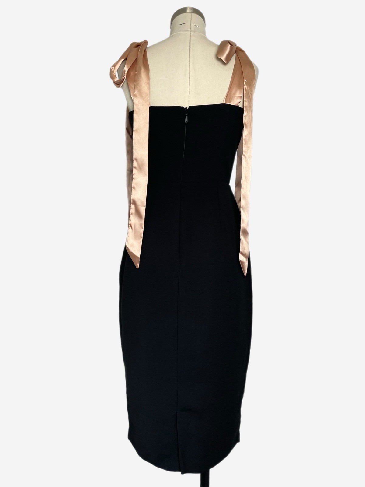 Aliava NWT Black Arezu Bow Tie Strap Midi Dress corset modern sexy classic M
