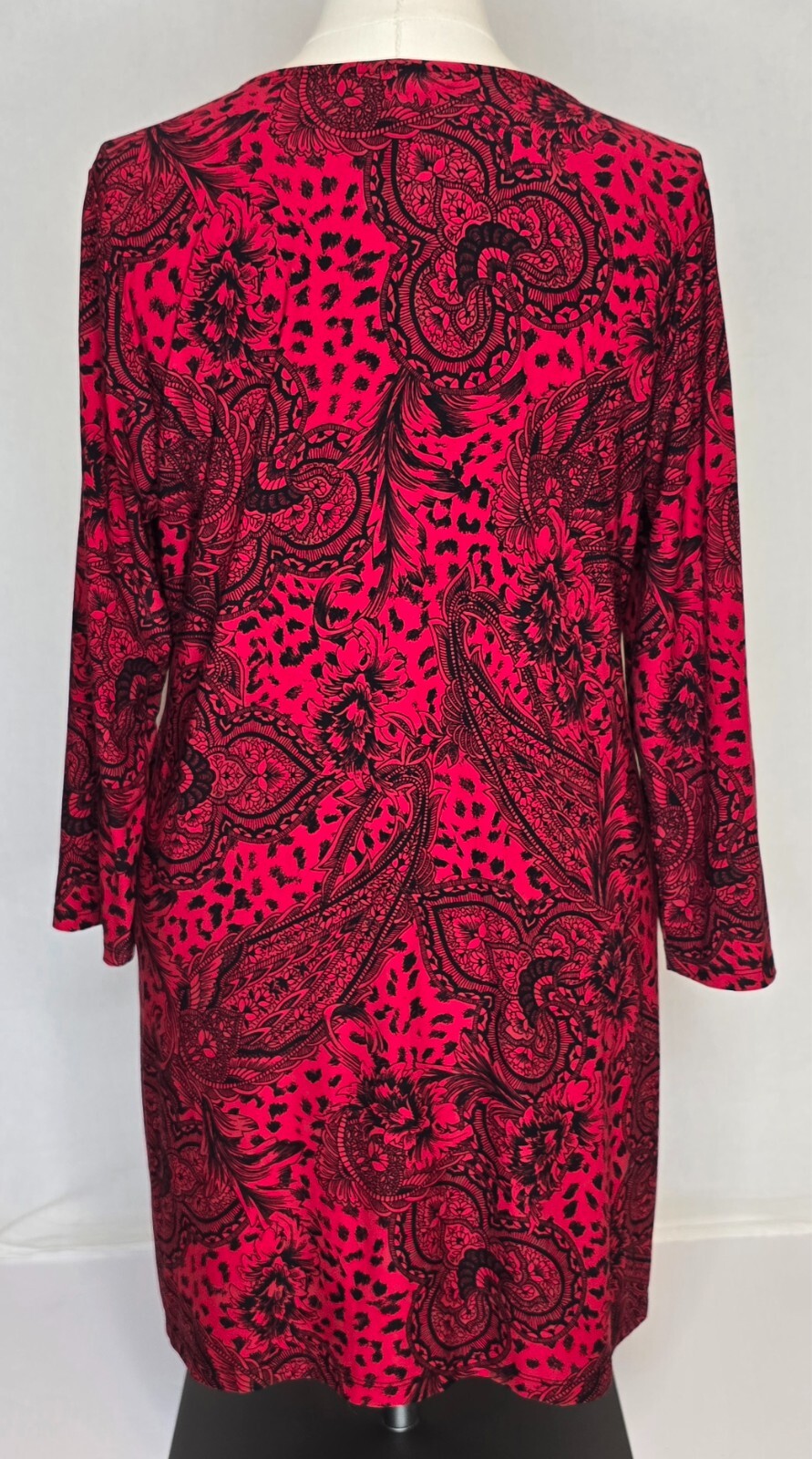 STYLE & CO RED & BLACK W/ SILVER ACCENT BEADS/STONES WOMEN’S ELEGANT DRESS SZ LG