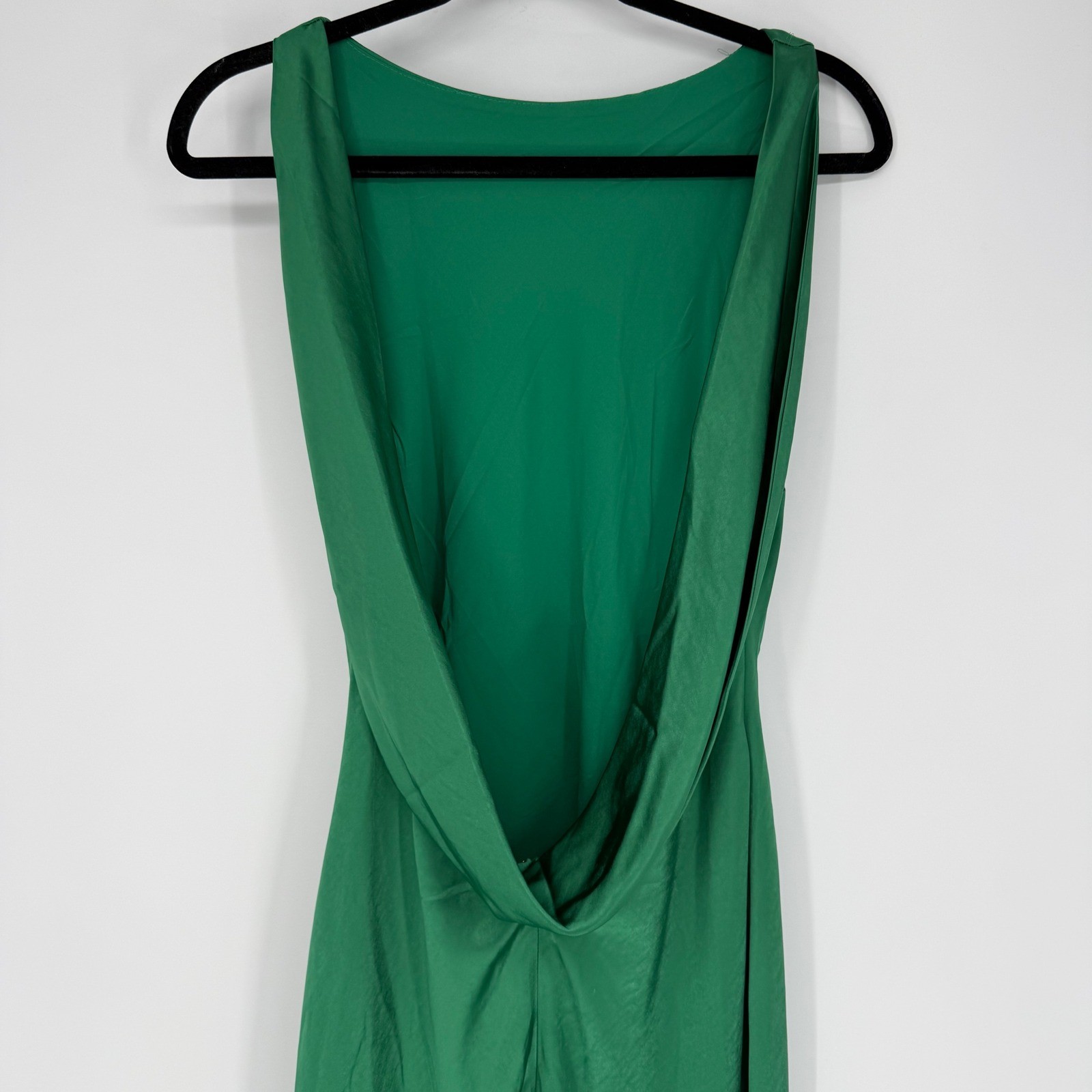 RUNAWAY THE LABEL RAELYN MAXI DRESS EMERALD GREEN SATIN OPEN BACK MEDIUM NWT
