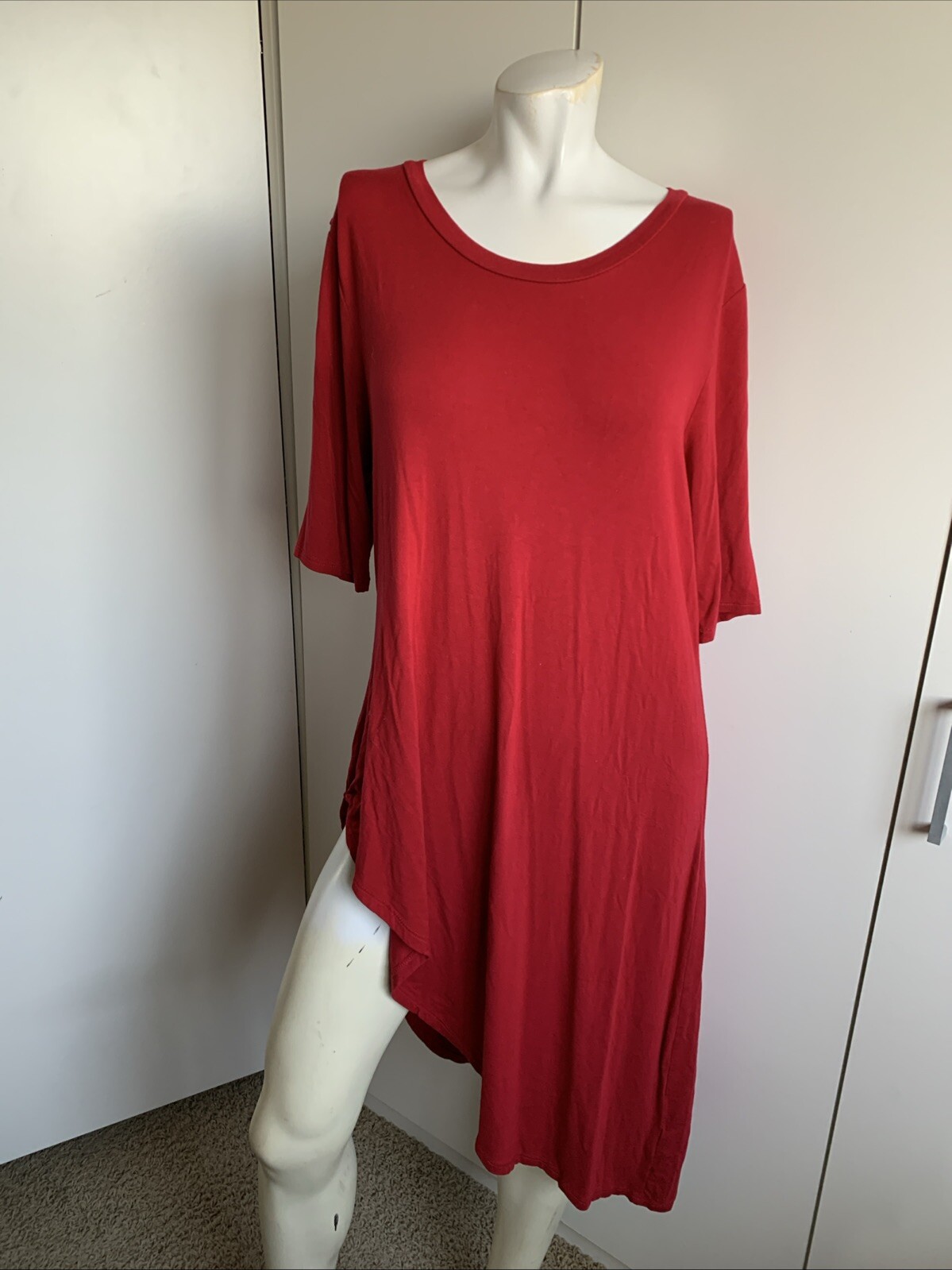 Torrid size 0 Super Soft Knits Hi-Low Red elbow sleeve pullover T-shirt dress