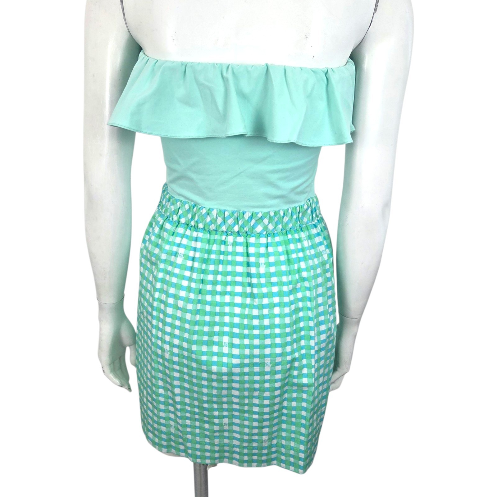 Lilly Pulitzer Strapless Ruffle Gingham Mini Dress Womens Medium Cottagecore