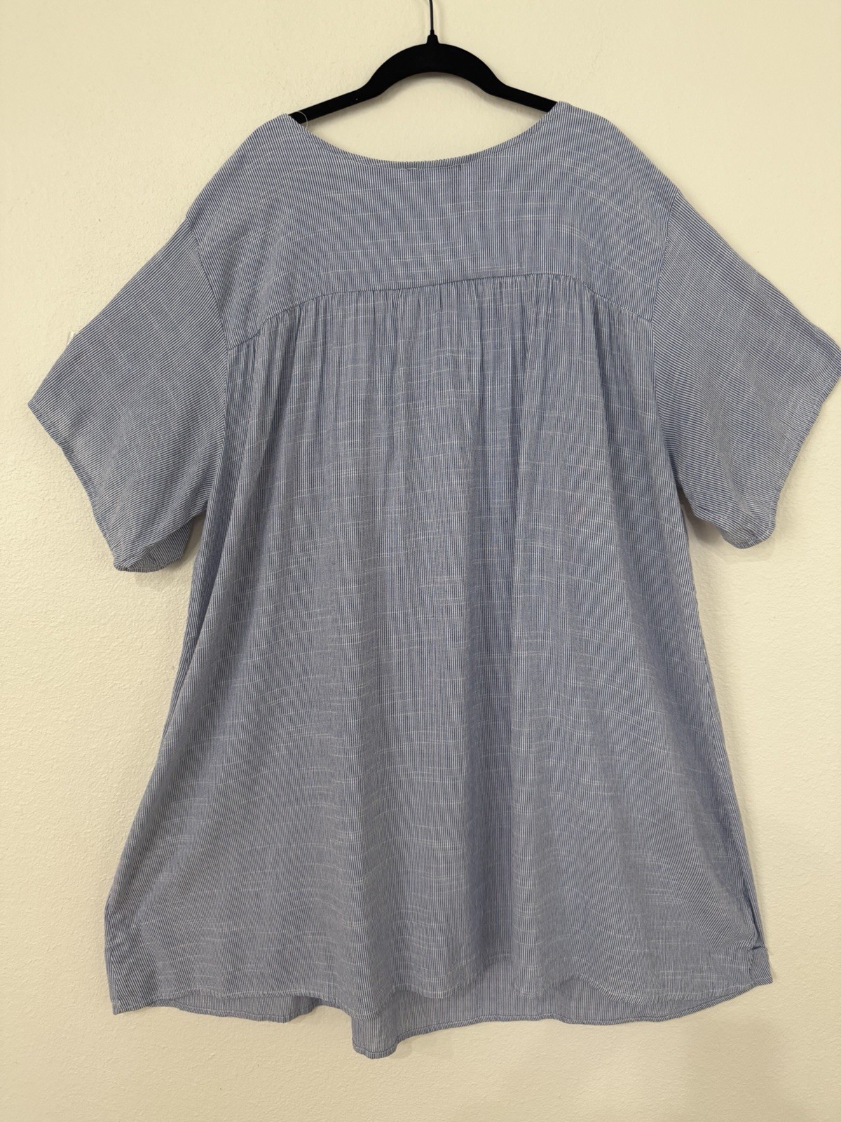 Light Blue Embroidered Floral Mini Dress 3X 100% cotton. D034