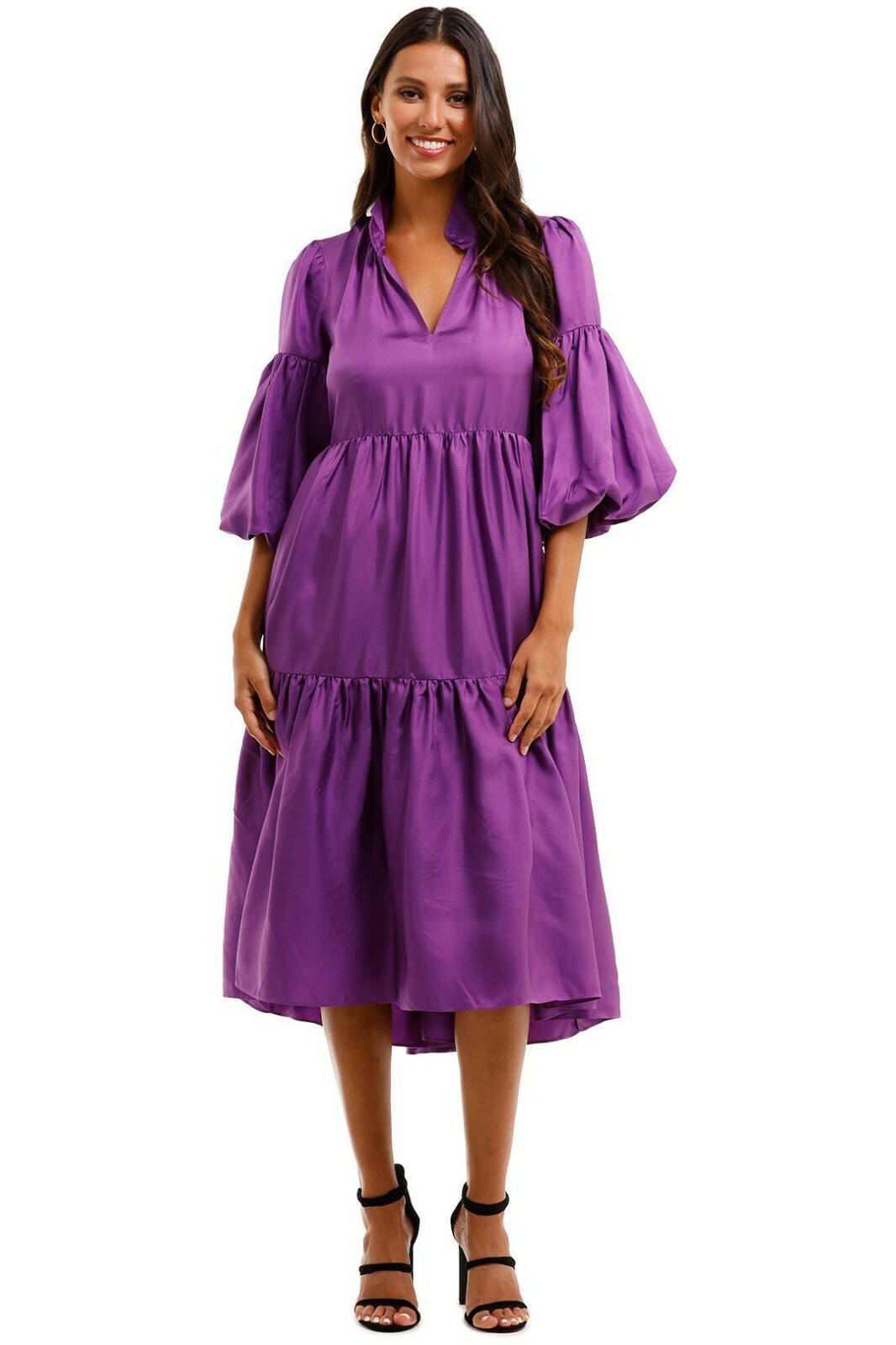 HUSK Silk Twill Liberty Midi Relaxed Dress Casual Summer Size 12 AU pre owned