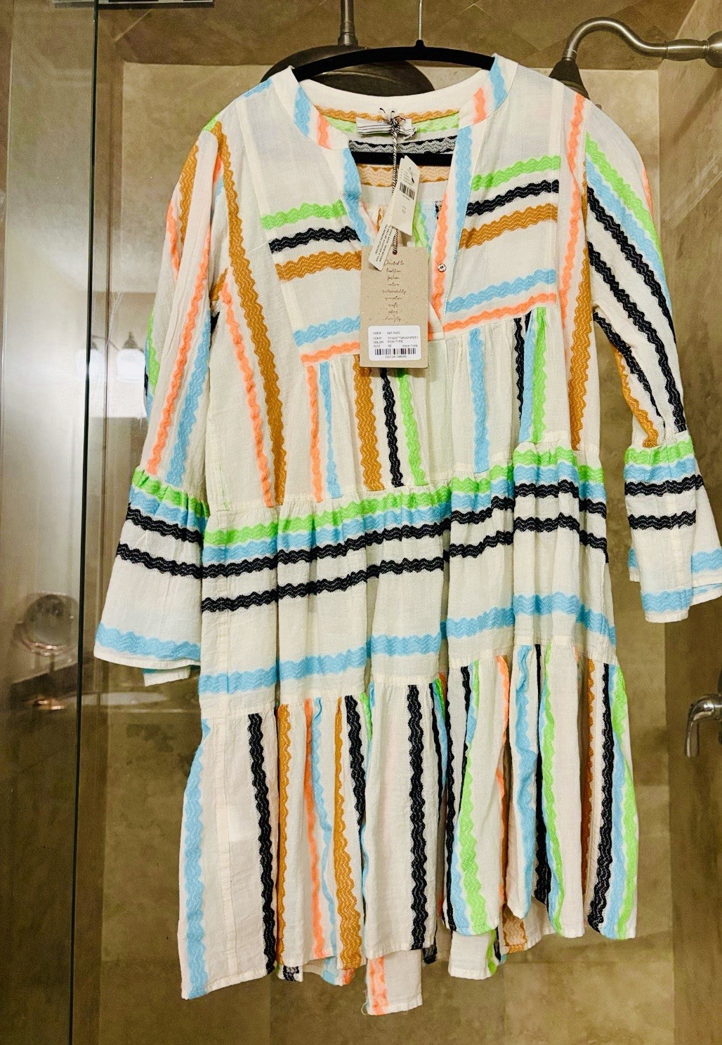NWT Devotion Twins Ella Embroidered Boho Tiered Mini Dress White Resort Vacation