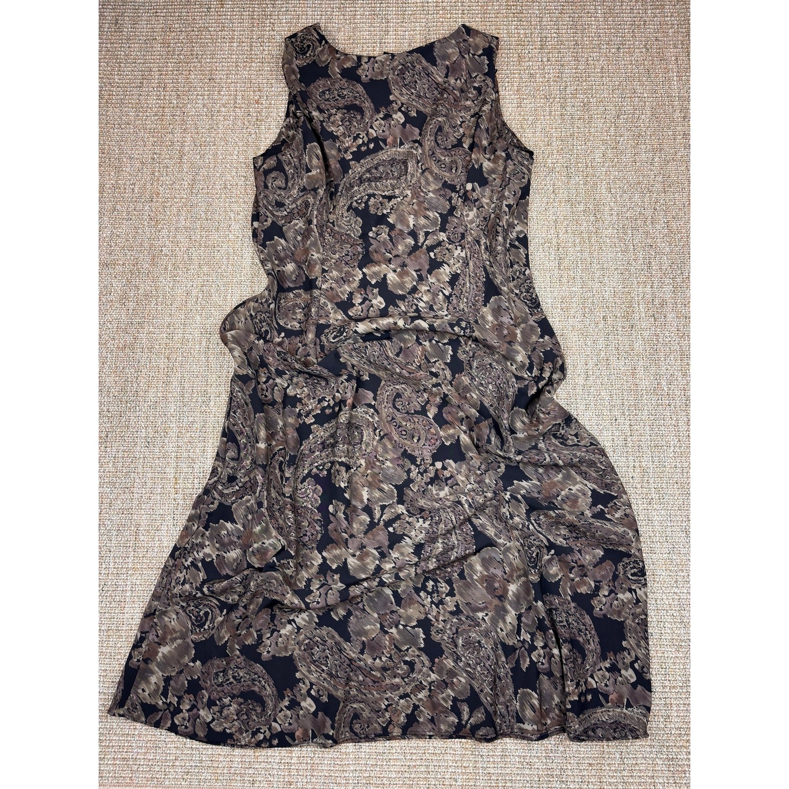 Studio 1 Paisley Print Sleeveless Dress Women’s Size 14 Black Brown
