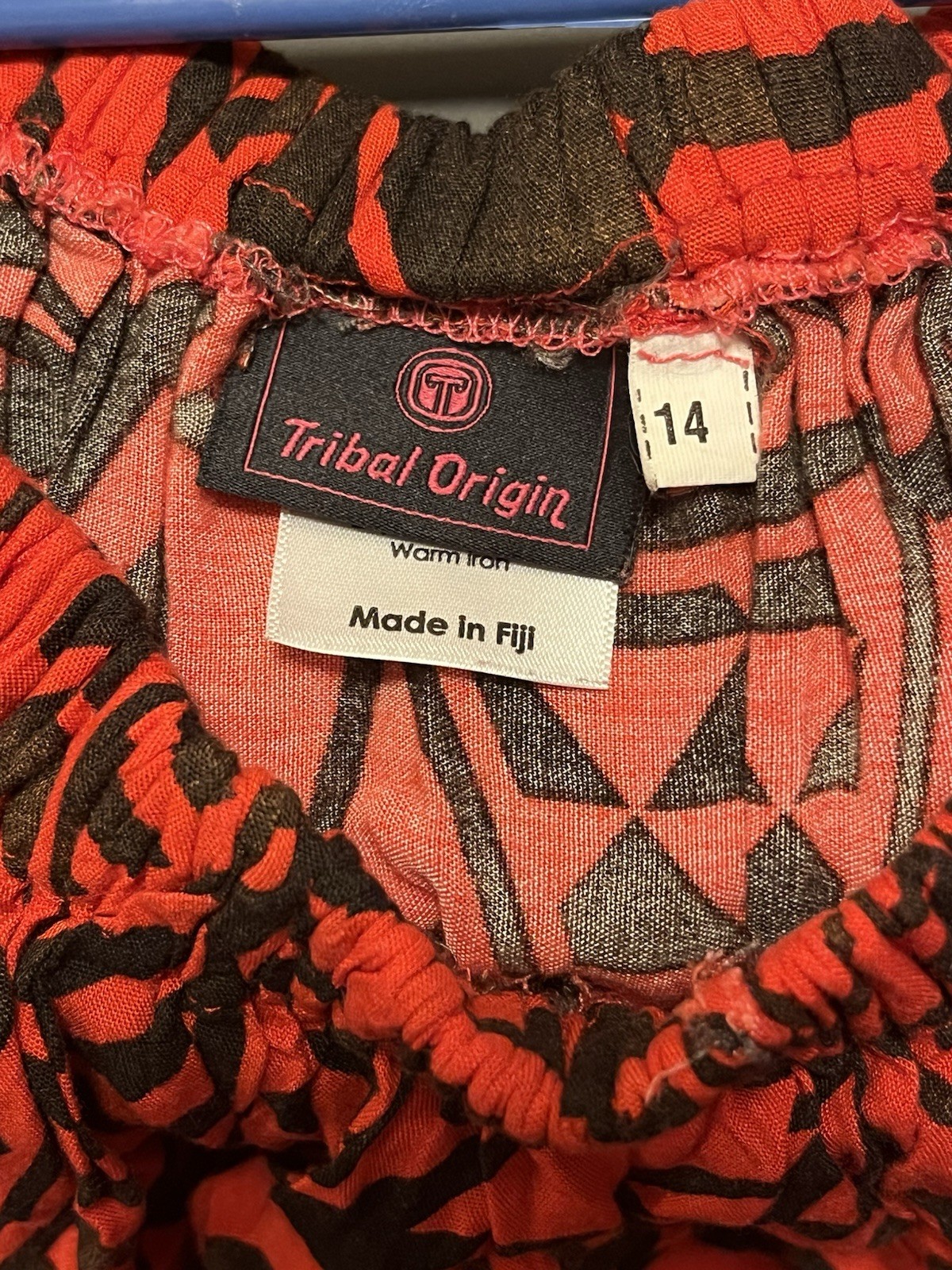 Tribal Origin Women’s Red/Black Print Short Sleeve Long Dress, Size 14