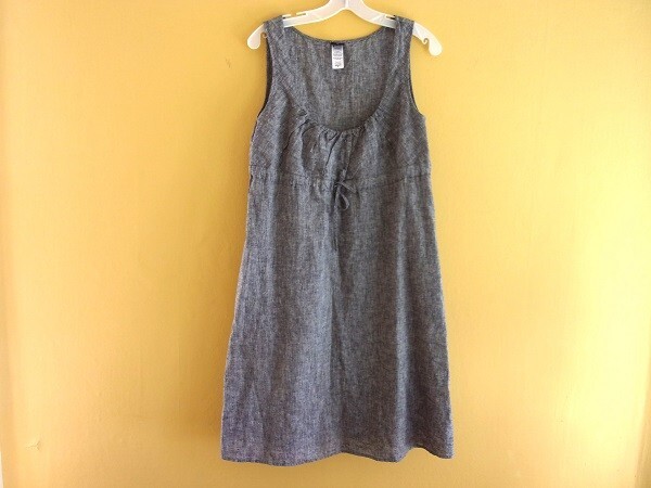 PATAGONIA Sz 6 Grey HEMP & ORGANIC COTTON Dress Empire Waist POCKETS