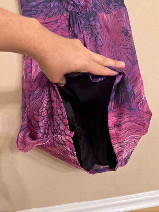 Presley Skye Purple 100% Silk Front Knot Style Sleeveless Tulip Dress, PM EUC