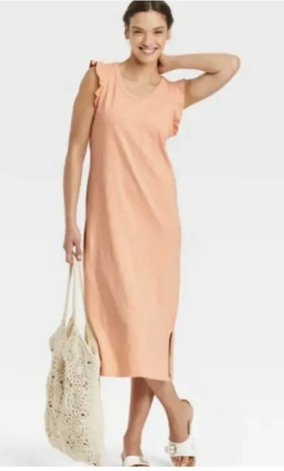 Universal Thread Womens Maxi Dress Size Lg Coral Peachy Orange Stretch
