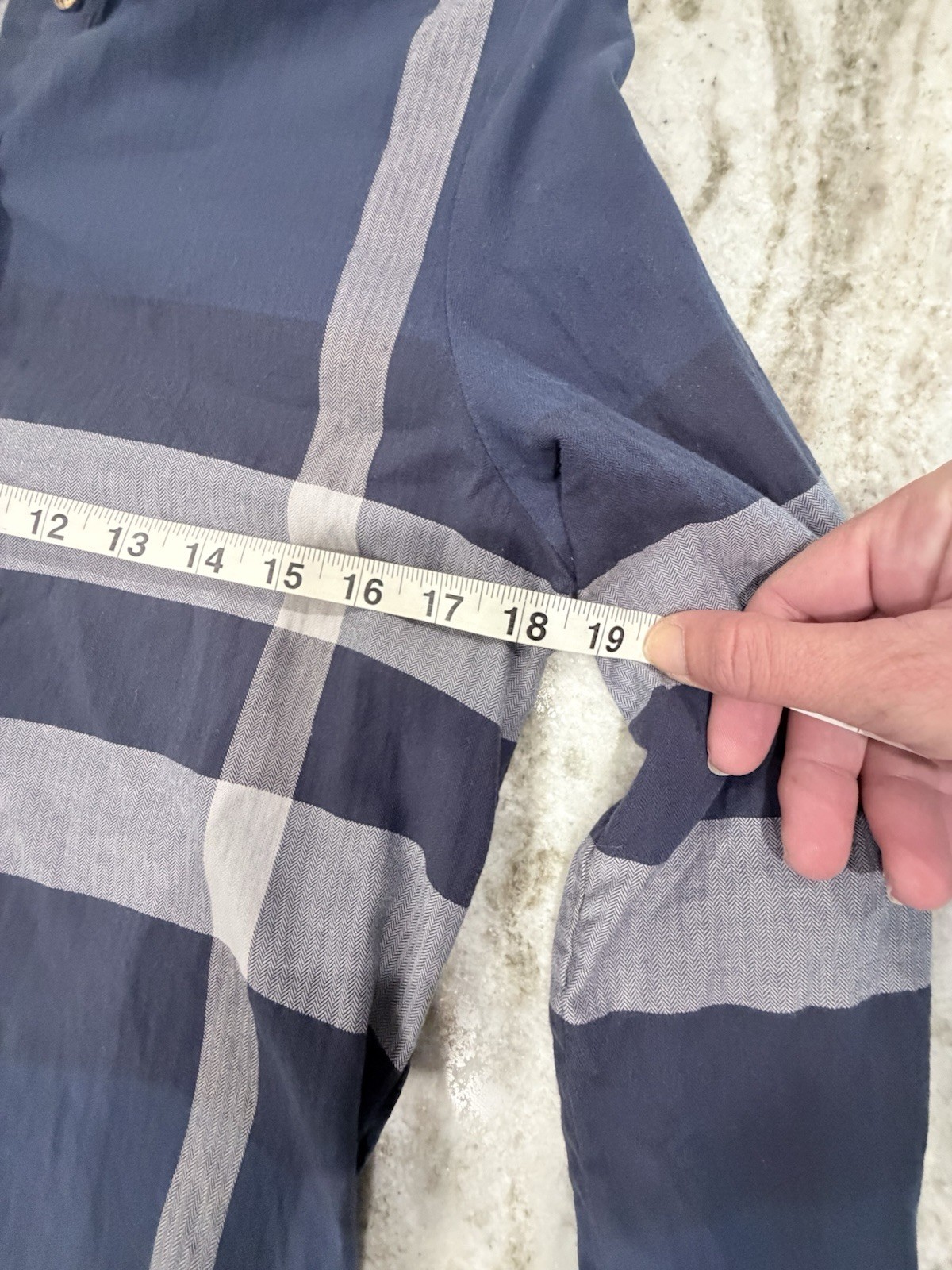 BURBERRY BRIT DESIGNER BLUE/WHITE/GRAY MULTI NOVA COTTON Long Sleeve Shirt Dress