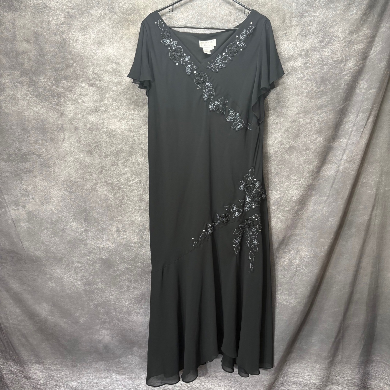 VTG Adrianna Papell Whimsigoth Beaded Floral Embroidered Maxi Dress 22W Fairy