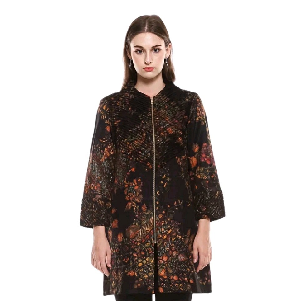 Kedu Batik Women’s Batik Tunic Dobby GANESHA Black Formal Women’s Fur Tunic