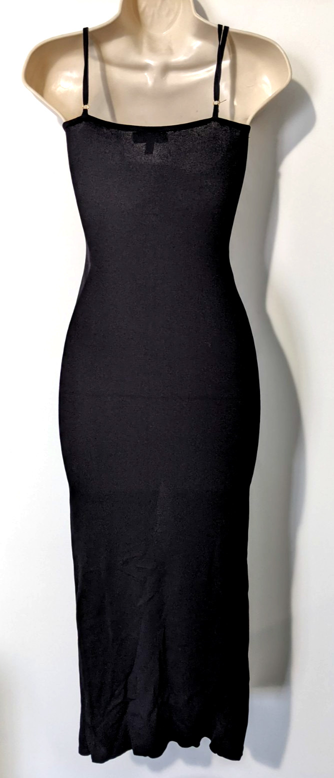 Hera Collection Women’s Button Front Strap Midi Dress Sz M Black Rayon Blend EUC