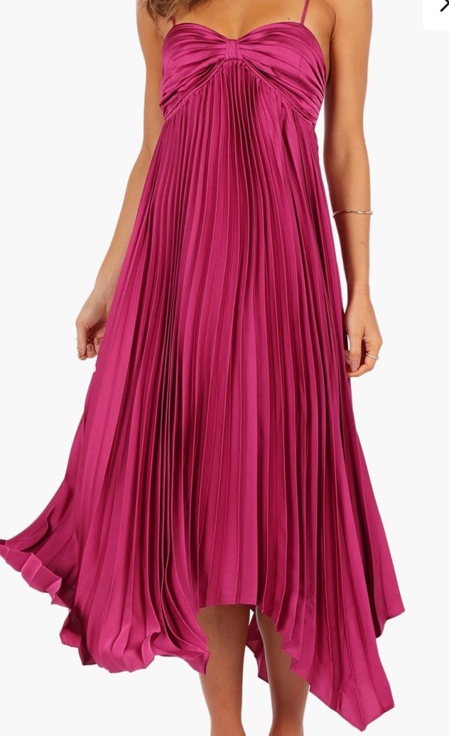 petal and pup Vikki Magenta Pleated Elegant Dress Size 10 Adjustable Straps