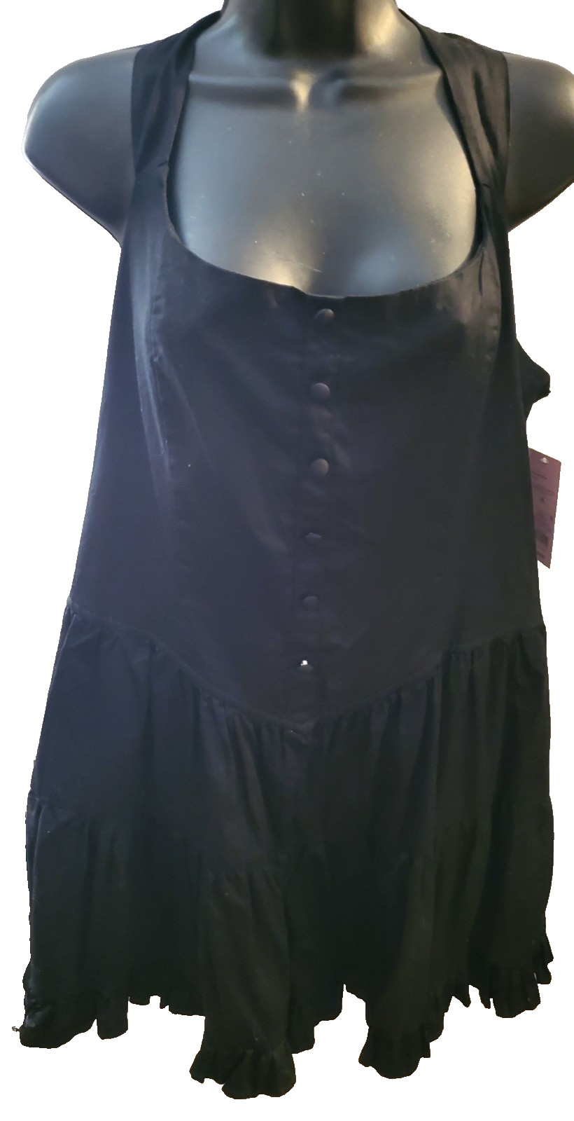 NWT WILD FABLE BLACK SLEEVELESS BUTTON DOWN 1 PIECE RUFFLED SHORTS SIZE XL