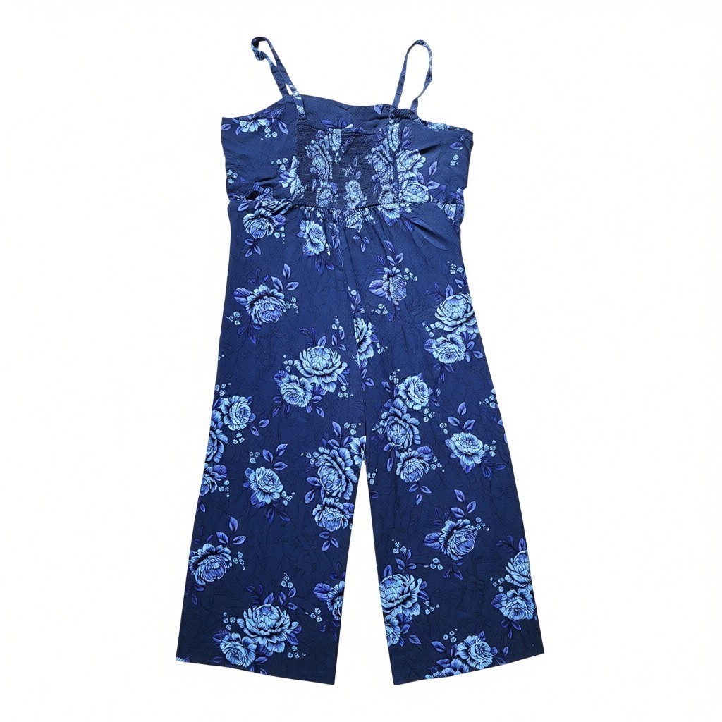 Old Navy Jumpsuit Womens Plus Size 3X Blue Floral Vacation Summer Party Cute