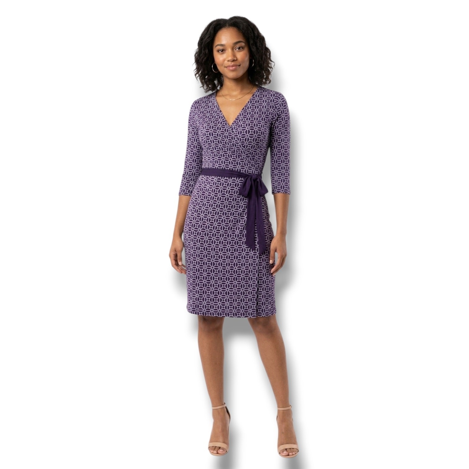 LuLaRoe Women’s Geometric Wrap Dress Purple White Size Large