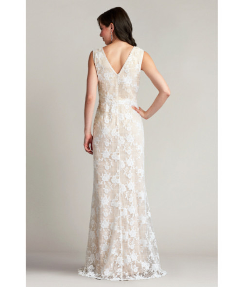 TADASHI SHOJI Windsor White Nude Floral Embroidered Lace Bridal Wedding Gown 12