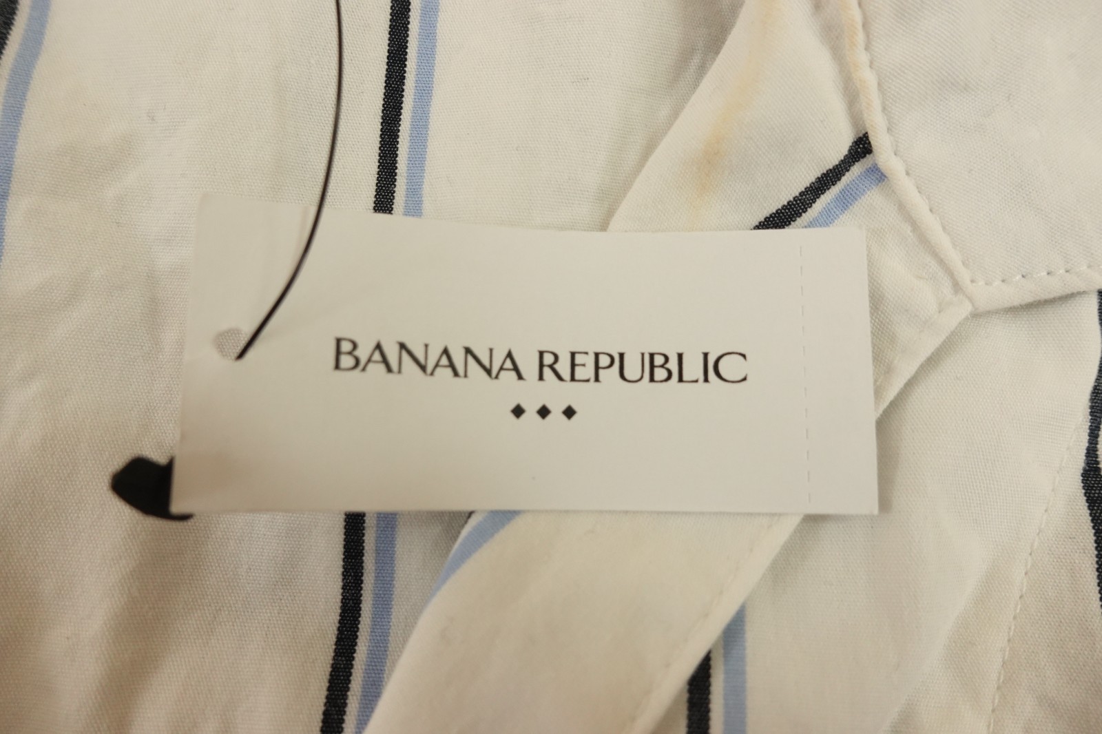 Banana Republic Womens Medium White Navy Stripe Poplin Sleeveless Mini Dress NWT