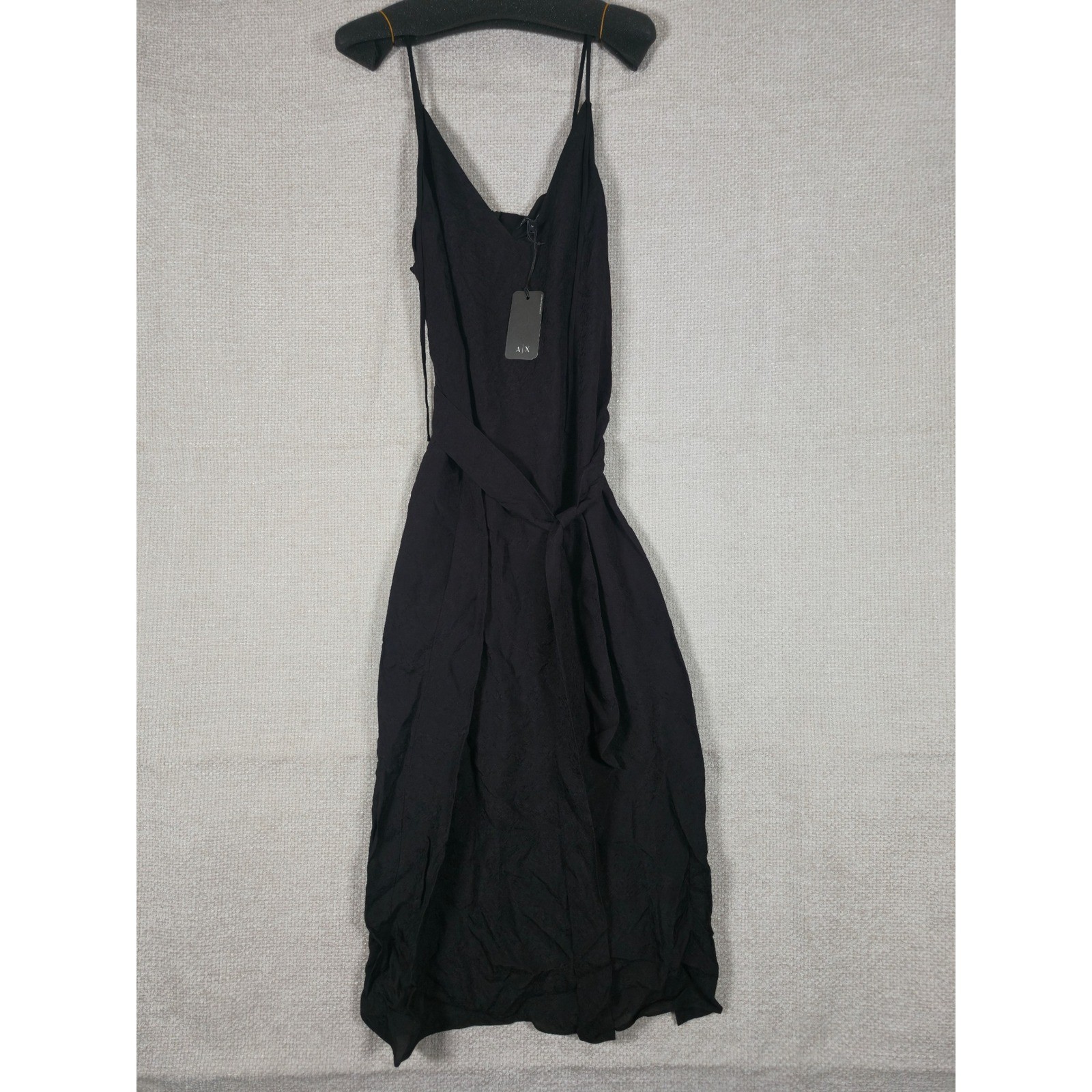 AX Armani Exchange Black Spaghetti Strap Midi Dress Size 14 NWT